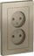 Фото Schneider Electric AtlasDesign ATN000522 Розетка двойная без заземляющего контакта (16 А, в сборе, шторки, скрытая установка, шампань)
