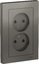 Фото Schneider Electric AtlasDesign ATN000922 Розетка двойная без заземляющего контакта (16 А, в сборе, шторки, скрытая установка, сталь)