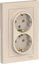 Фото Schneider Electric AtlasDesign ATN000224 Розетка двойная с заземляющим контактом (16 А, в сборе, скрытая установка, бежевая)