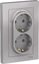 Фото Schneider Electric AtlasDesign ATN000324 Розетка двойная с заземляющим контактом (16 А, в сборе, скрытая установка, алюминий)