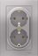 Фото Schneider Electric AtlasDesign ATN000324 Розетка двойная с заземляющим контактом (16 А, в сборе, скрытая установка, алюминий)
