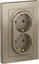 Фото Schneider Electric AtlasDesign ATN000524 Розетка двойная с заземляющим контактом (16 А, в сборе, скрытая установка, шампань)