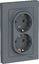 Фото Schneider Electric AtlasDesign ATN000724 Розетка двойная с заземляющим контактом (16 А, в сборе, скрытая установка, грифель)