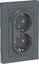 Фото Schneider Electric AtlasDesign ATN000726 Розетка двойная с заземляющим контактом (16 А, в сборе, шторки, скрытая установка, грифель)