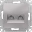Фото Schneider Electric AtlasDesign ATN000385 Розетка компьютерная (2xRJ45, под рамку, скрытая установка, алюминий)