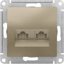 Фото Schneider Electric AtlasDesign ATN000585 Розетка компьютерная (2xRJ45, под рамку, скрытая установка, шампань)