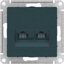 Фото Schneider Electric AtlasDesign ATN000885 Розетка компьютерная (2xRJ45, под рамку, скрытая установка, изумруд)