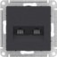 Фото Schneider Electric AtlasDesign ATN001085 Розетка компьютерная (2xRJ45, под рамку, скрытая установка, карбон)