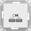 Фото Schneider Electric AtlasDesign ATN000133 Розетка USB (2xUSB, под рамку, скрытая установка, белая)