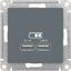 Фото Schneider Electric AtlasDesign ATN000733 Розетка USB (2xUSB, под рамку, скрытая установка, грифель)
