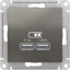 Фото Schneider Electric AtlasDesign ATN000933 Розетка USB (2xUSB, под рамку, скрытая установка, сталь)