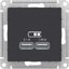 Фото Schneider Electric AtlasDesign ATN001033 Розетка USB (2xUSB, под рамку, скрытая установка, карбон)