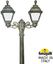 Фото Fumagalli Bisso/Cefa 2L U23.156.S20.BYF1R Светильник садовый с 2 фонарями 2170 мм (корпус античная бронза, плафон матовый)