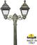 Фото Fumagalli Bisso/Cefa 2L U23.157.S20.BXF1R Светильник садовый с 2 фонарями 2450 мм (корпус античная бронза, плафон прозрачный)