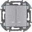 Фото Legrand Inspiria 673632 выключатель двухклавишный с подсветкой/индикацией для скрытого монтажа, цвет "Алюминий", номинальный ток 10 А, напряжение ~250В