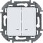 Фото Legrand Inspiria 673630 выключатель двухклавишный с подсветкой/индикацией для скрытого монтажа, цвет "Белый", номинальный ток 10 А, напряжение ~250В