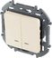 Фото Legrand Inspiria 673631 выключатель двухклавишный с подсветкой/индикацией для скрытого монтажа, цвет "Слоновая кость", номинальный ток 10 А, напряжение ~250В