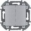 Фото Legrand Inspiria 673622 выключатель двухклавишный для скрытого монтажа, цвет "Алюминий", номинальный ток 10 А, напряжение ~250В.