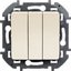 Фото Legrand Inspiria 673641 выключатель трехклавишный для скрытого монтажа, цвет "Слоновая кость", увеличенный номинальный ток 20 А, напряжение ~250В.