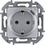 Фото Legrand Inspiria 673772 комбинированная розетка 2К+З с зарядным устройством USB тип С для скрытого монтажа, цвет "Алюминий". Максимальный ток розетки 16АХ, напряжение розетки ~250В, напряжение зарядного устройства =5В, максимальный зарядный ток 1500 мА.