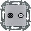 Фото Legrand Inspiria 673882 розетка телевизионная-спутниковая для скрытого монтажа, для схемы "звезда", 1.5 дБ 4-2400 МГц / 2 дБ 4-2400 МГц, поддержка обратного питания для активных антенн до 500мА, цвет "Алюминий"