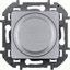 Фото Legrand Inspiria 673792 светорегулятор универсальный для светодиодных и других ламп, мощность 300 Вт лампы накаливания / 75 Вт светодиодные лампы, поворотно-нажимной, цвет "Алюминий"