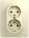 Schneider Electric Glossa GSL000224 Розетка двойная с заземляющим контактом (16 А, в сборе, скрытая установка, бежевая)