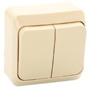 Schneider Electric Этюд BA10-002K Выключатель двухклавишный (10 А, в сборе, открытая установка, кремовый)