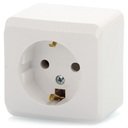 Schneider Electric Этюд PA16-003B Розетка одинарная с заземляющим контактом (16 А, в сборе, открытая установка, белая)