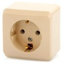 Schneider Electric Этюд PA16-003K Розетка одинарная с заземляющим контактом (16 А, в сборе, открытая установка, кремовая)