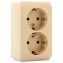 Schneider Electric Этюд PA16-007K Розетка двойная с заземляющим контактом (16 А, в сборе, открытая установка, кремовая)