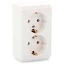 Schneider Electric Этюд PA16-007B Розетка двойная с заземляющим контактом (16 А, в сборе, открытая установка, белая)