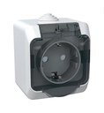 Schneider Electric Этюд PA16-044B Розетка с заземляющим контактом, шторками и крышкой (16 А, в сборе, открытая установка, IP44, белая)