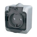 Schneider Electric Этюд PA16-044C Розетка с заземляющим контактом, шторками и крышкой (16 А, в сборе, открытая установка, IP44, серая)