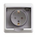 Schneider Electric Этюд PC16-044B Розетка с заземляющим контактом, шторками и крышкой (16 А, в сборе, скрытая установка, IP44, белая)