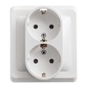 Schneider Electric Этюд PC16-007B Розетка двойная с заземляющим контактом (16 А, в сборе, скрытая установка, белая)