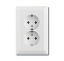ABB Basic55 2CKA002014A1462 Розетка двойная с заземляющим контактом (16 А, в сборе, скрытая установка, альпийский белый)