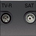ABB Zenit 2CLA225130N1801 Розетка телевизионная (TV/Radio+SAT, "звезда", под рамку, скрытая установка, антрацит)
