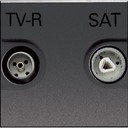 ABB Zenit 2CLA225170N1801 Розетка телевизионная (TV/Radio+SAT, оконечная, под рамку, скрытая установка, антрацит)