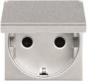 ABB Zenit 2CLA228810N1301 Розетка Schuko с заземляющим контактом и шторками (16 А, крышка, под рамку, скрытая установка, серебро)