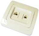 Розетка комбинированная (RJ45+RJ11, в сборе, скрытая установка, слоновая кость)