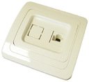 Розетка компьютерная (RJ45, в сборе, скрытая установка, слоновая кость)