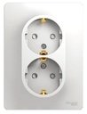 Schneider Electric Glossa GSL000126 Розетка двойная с заземляющим контактом и шторками (16 А, в сборе, скрытая установка, белая)