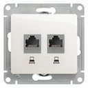 Schneider Electric Glossa GSL000185KK Розетка двойная компьютерная (2xRJ45, под рамку, скрытая установка, белая)