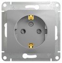 Schneider Electric Glossa GSL000345 Розетка с заземляющим контактом и шторками (16 А, под рамку, скрытая установка, алюминий)