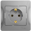 Schneider Electric Glossa GSL000342 Розетка с заземляющим контактом (16 А, в сборе, скрытая установка, алюминий)