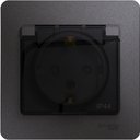 Schneider Electric Glossa GSL001348 Розетка с заземляющим контактом (16 А, в сборе, скрытая установка, шторки, крышка, IP44, графит)