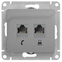 Schneider Electric Glossa GSL000385 Розетка комбинированная (RJ45+RJ11, под рамку, скрытая установка, алюминий)