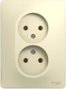 Schneider Electric Glossa GSL000220 Розетка двойная без заземляющего контакта (16 А, в сборе, скрытая установка, бежевая)