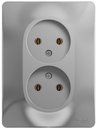 Schneider Electric Glossa GSL000320 Розетка двойная без заземляющего контакта (16 А, в сборе, скрытая установка, алюминий)